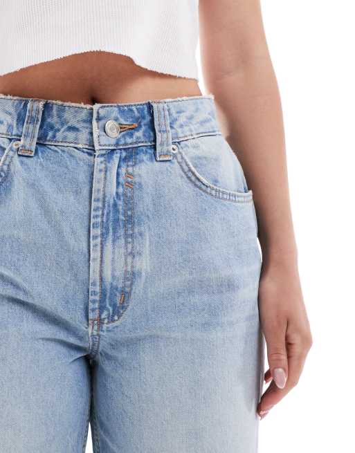 ASOS DESIGN Hourglass wide leg dad jean in mid blue with rips, 5 of 5
