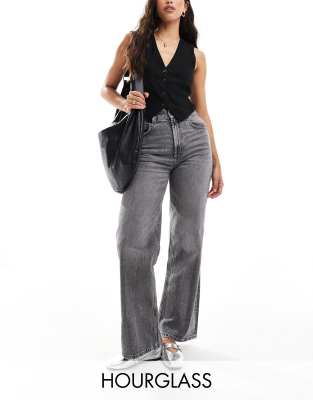 Hourglass wide leg dad jeans in gray