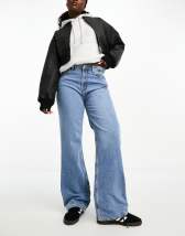 ASOS DESIGN wide leg dad jeans in mid blue | ASOS