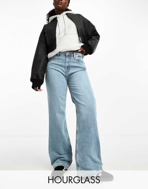  ASOS DESIGN Hourglass wide leg dad jeans in mid blue