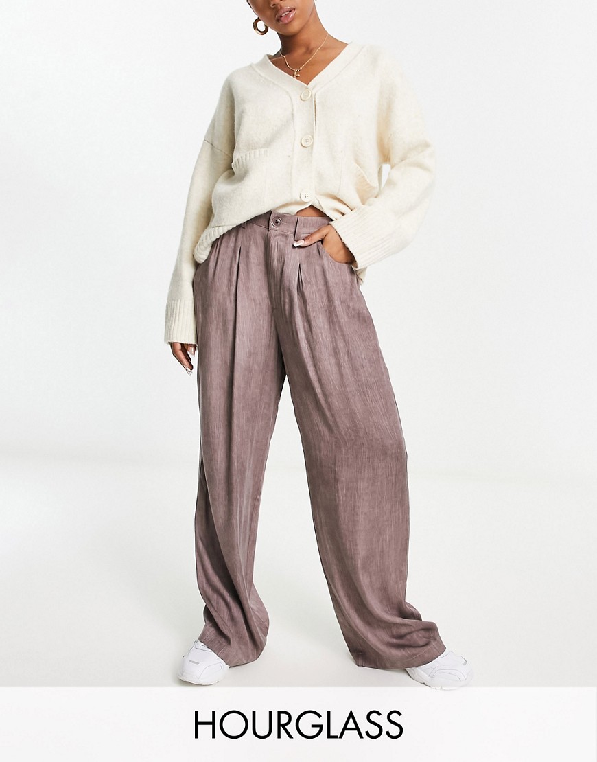 ASOS DESIGN Hourglass wide leg dad pants in washed mink-Pink