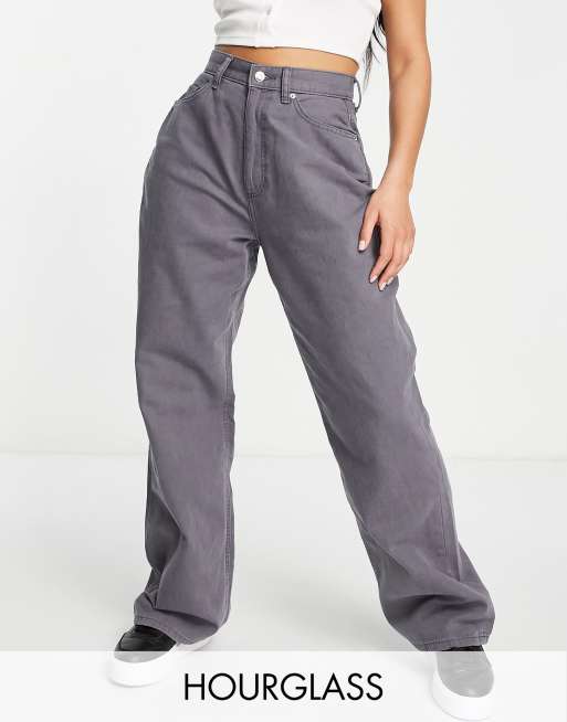 ASOS DESIGN Hourglass wide leg dad trousers in washed grey | ASOS