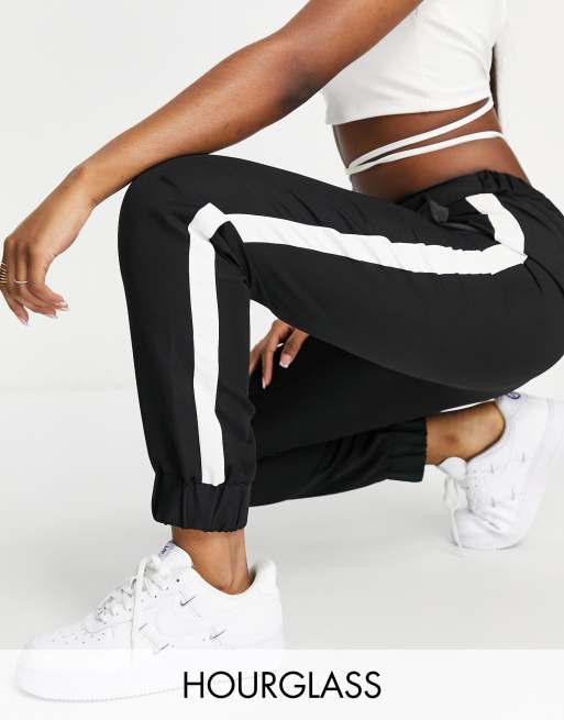 ASOS DESIGN Hourglass woven trackies with side stripe in mono