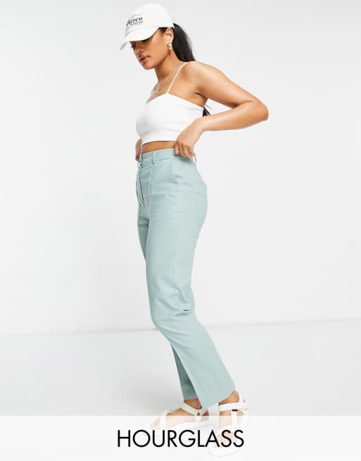 ASOS DESIGN Hourglass – Zigarettenhose aus Leinen in Grün