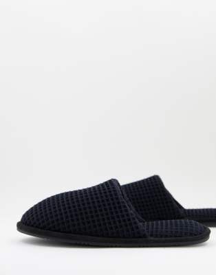 ASOS DESIGN house slipper in black waffle