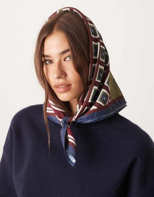 ASOS DESIGN - Hovedtørklæde med opdelt design og geometrisk print