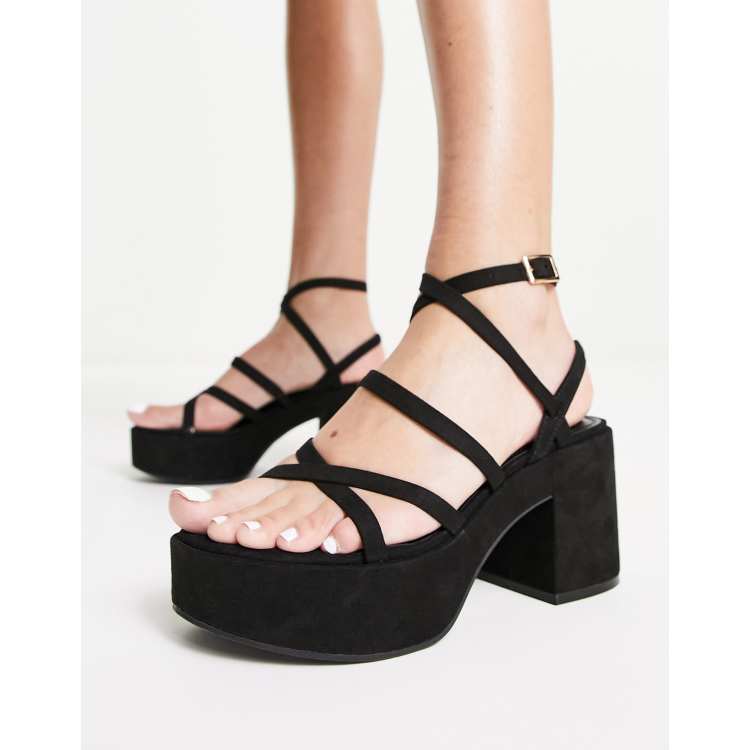 ASOS DESIGN Hoxton chunky mid platforms sandals in black