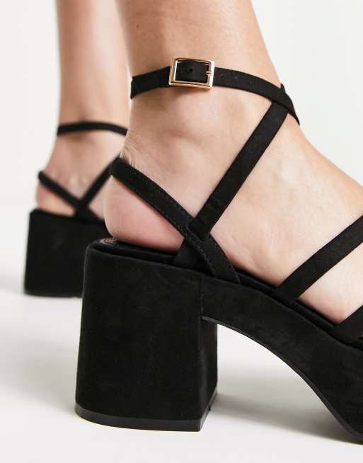 ASOS DESIGN Hoxton chunky mid platforms sandals in black