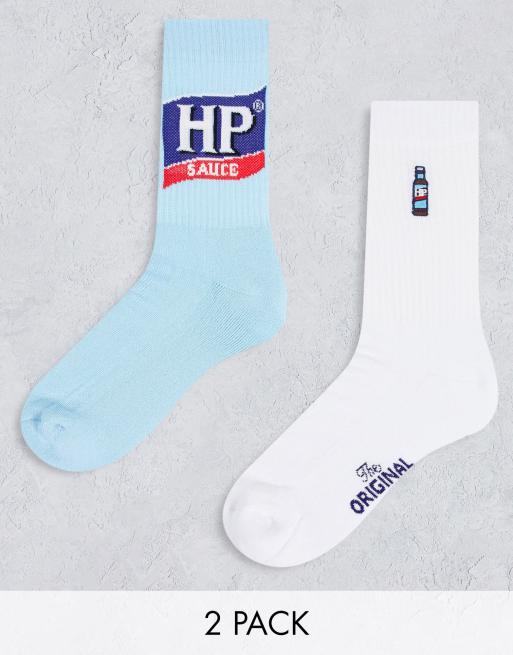 ASOS DESIGN – HP Sauce – Socken in Weiß