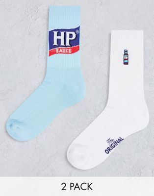 ASOS DESIGN HP Sauce socks in white