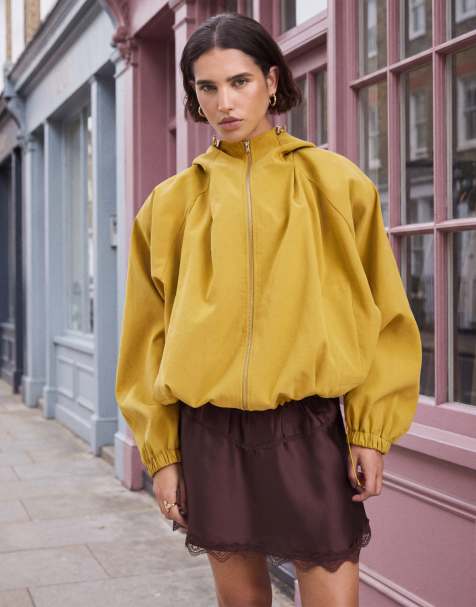 ASOS DESIGN hættejakke i modal med lynlås hele vejen igennem i tobacco - view 1