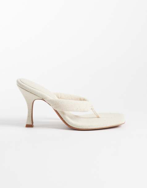 ASOS DESIGN - Huddle - Naturfarvede højhælede sandaler med tårem og polstring - view 1