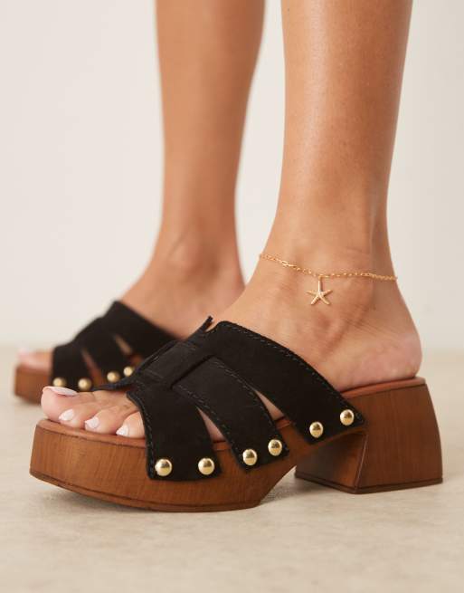 ASOS DESIGN – Hudson – Clog-Mules aus hochwertigem Wildleder in Schwarz mit mittelhohem Absatz, 2 von 4