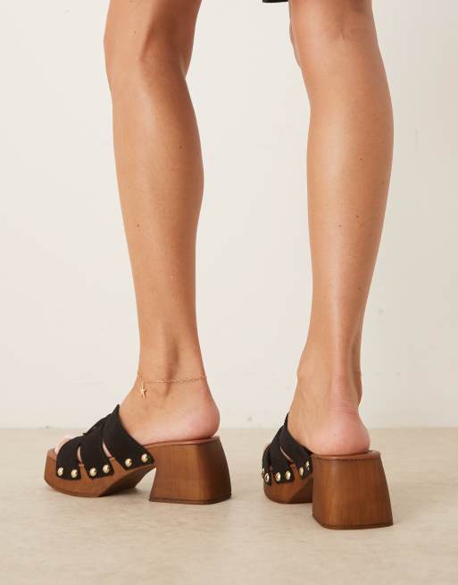 ASOS DESIGN – Hudson – Clog-Mules aus hochwertigem Wildleder in Schwarz mit mittelhohem Absatz, 3 von 4