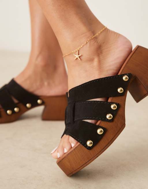 ASOS DESIGN - Hudson - Premium suède muiltjes met halfhoge hak in zwart, 4 van 4