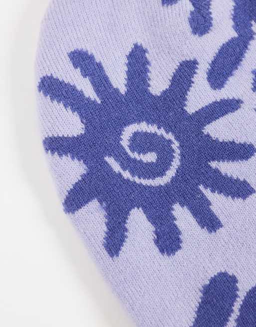 ASOS DESIGN hue med swirl-grafik og kranieprint i navy, 2 af 3