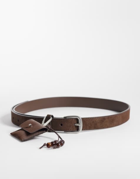 ASOS DESIGN – Hüft- und Taillen-Jeansgürtel in Schokobraun mit Taschendetail - view 1