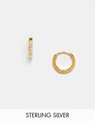 Plaqué Argent DesignHuggie En Cristaux Asos Massif Or Créoles Avec RL4Aj35q