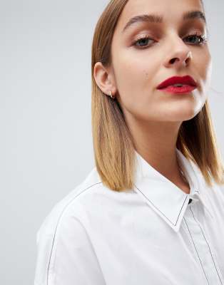 Plaqué Argent DesignHuggie En Cristaux Asos Massif Or Créoles Avec RL4Aj35q