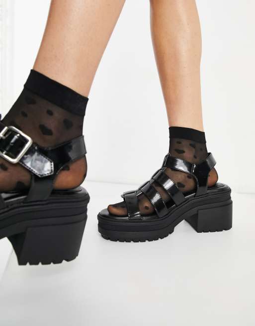 ASOS DESIGN – Hugo – Svarta sandaler med grov sula och halvhög klack, 3 av 4