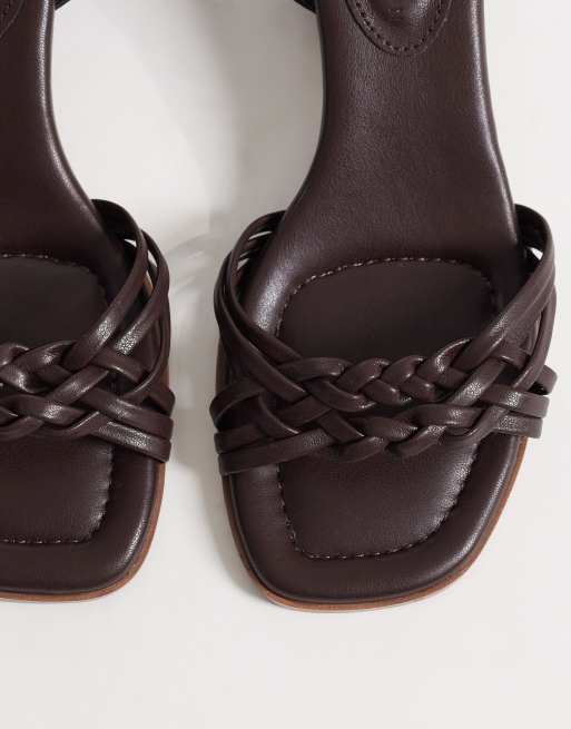 ASOS DESIGN - Humble - Sandales tressées larges à talon carré mi-haut - Chocolat, 2 de 4