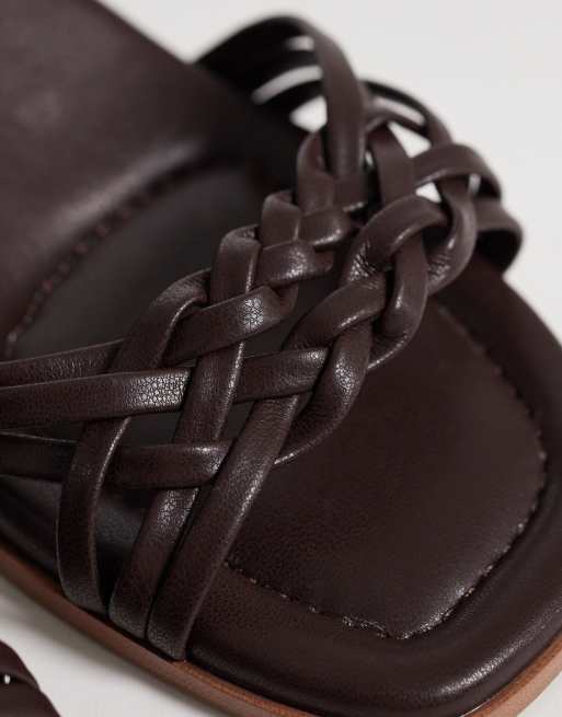 ASOS DESIGN - Humble - Sandales tressées larges à talon carré mi-haut - Chocolat, 4 de 4