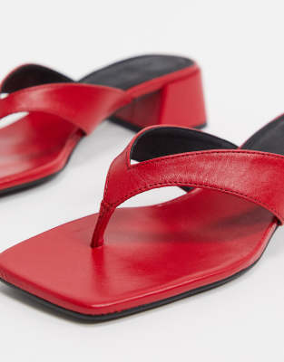 red leather flip flops