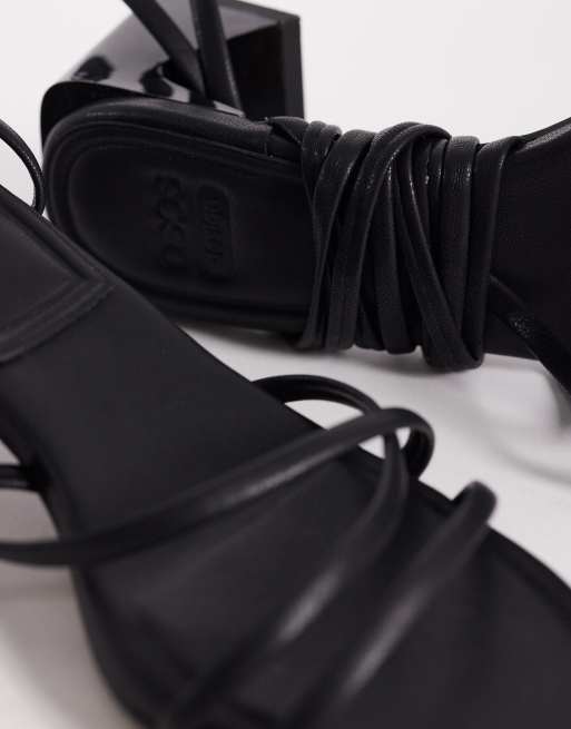 ASOS DESIGN Hundred strappy block heel sandals in black, 3 of 4