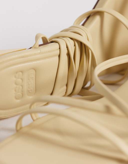 ASOS DESIGN Hundred strappy block heel sandals in butter yellow, 2 of 4