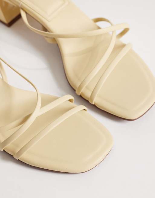 ASOS DESIGN Hundred strappy block heel sandals in butter yellow, 3 of 4
