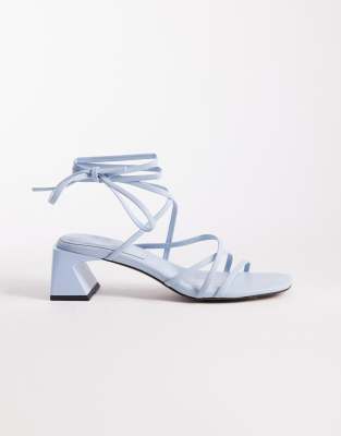  Hundred strappy block heel sandals in pale blue