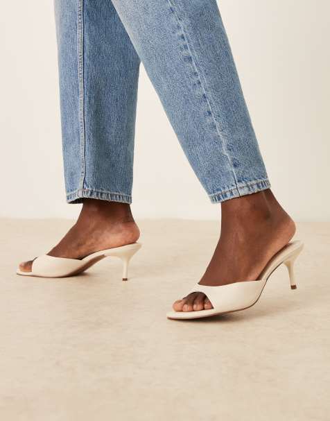 ASOS DESIGN - Hush - Råhvide mules med mellemhøj hæl i læder - view 1