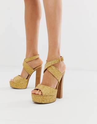 tan platform block heels