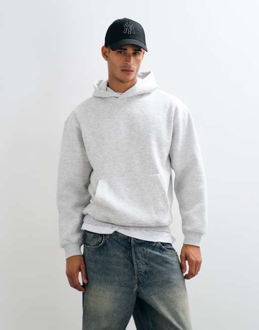 ASOS DESIGN huvtröja med padeltryck i ljusmelerad grå, 5 av 5