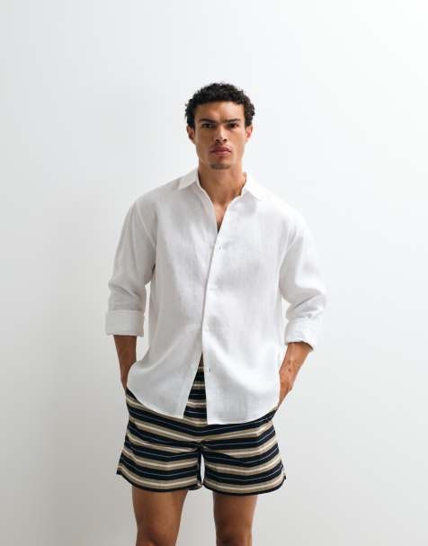 ASOS DESIGN - Hvid afslappet skjorte i 100% hør - Del af sæt - view 1