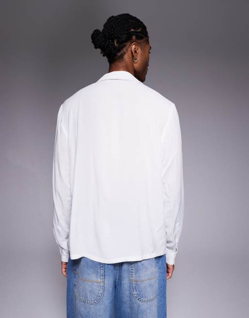 ASOS DESIGN - Hvid afslappet skjorte i viskose i firkantet pasform, 5 af 5