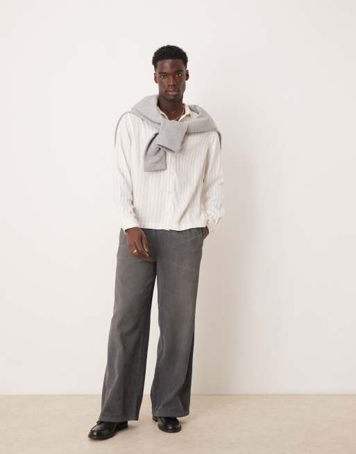 ASOS DESIGN - Hvid afslappet skjorte med kobberfarvede striber