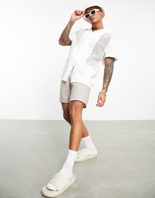 ASOS DESIGN - Hvid, afslappet skjorte med paneler i broderie anglaise, 4 af 4