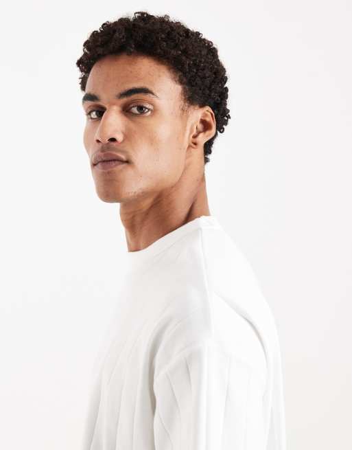 ASOS DESIGN - Hvid afslappet T-shirt i bredt ribstrik, 4 af 5