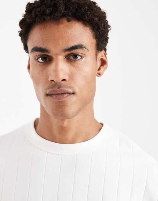 ASOS DESIGN - Hvid afslappet T-shirt i bredt ribstrik, 5 af 5