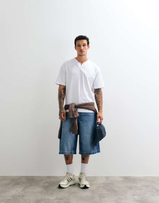ASOS DESIGN - Hvid afslappet T-shirt med baseball-hals, 4 af 5