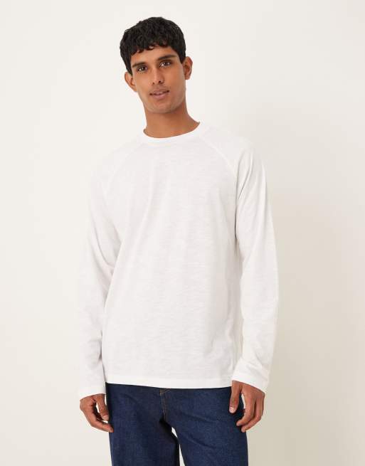 ASOS DESIGN - Hvid afslappet T-shirt med vaffeltekstur og lange ærmer