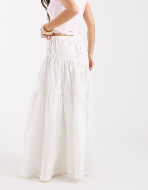 ASOS DESIGN - Hvid asymmetrisk boho-maxinederdel med lagdelt design, 2 af 5
