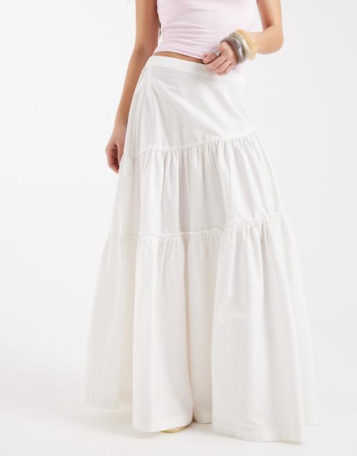 ASOS DESIGN - Hvid asymmetrisk boho-maxinederdel med lagdelt design, 3 af 5