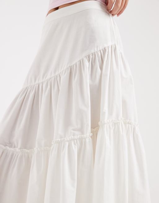 ASOS DESIGN - Hvid asymmetrisk boho-maxinederdel med lagdelt design, 4 af 5