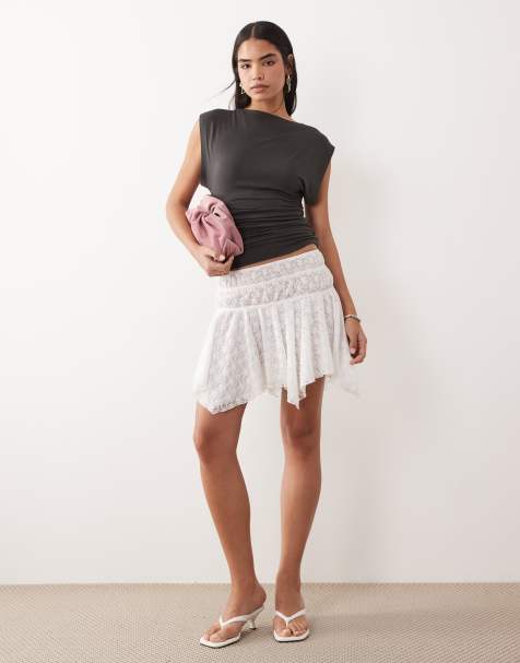 ASOS DESIGN - Hvid asymmetrisk lagdelt mininederdel - view 1