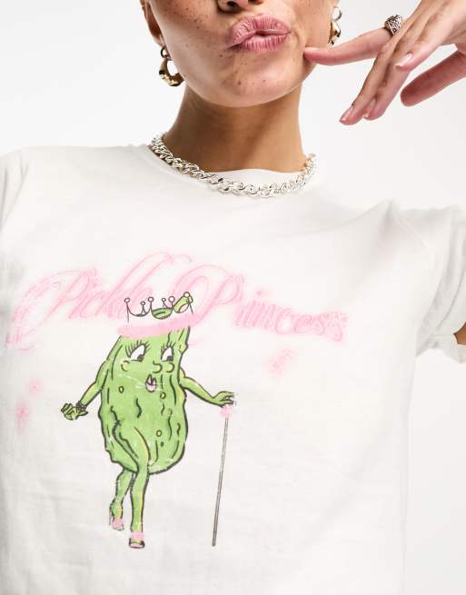 ASOS DESIGN - Hvid baby-T-shirt med 'Pickle Princess'-grafik, 3 af 4