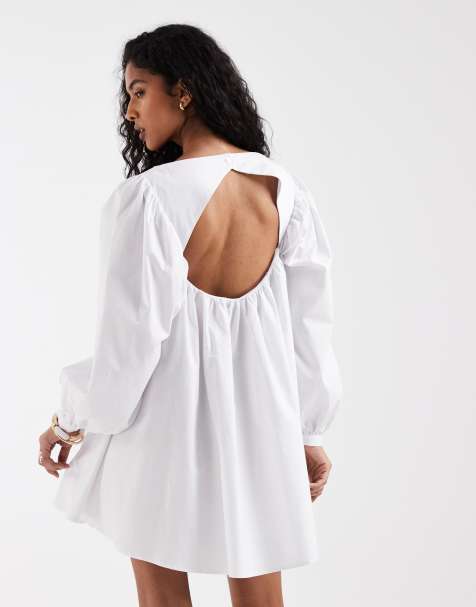 ASOS DESIGN - Hvid babydoll-kjole med volumen - view 1