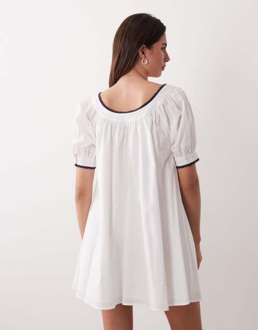 ASOS DESIGN - Hvid babydoll-minikjole med knapper, 4 af 4