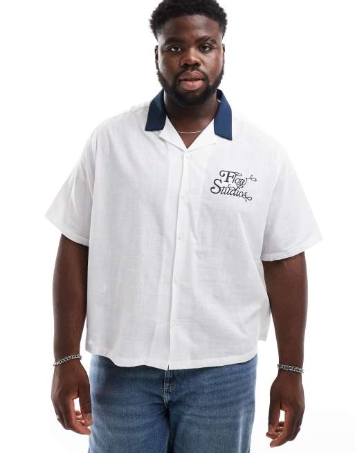 ASOS DESIGN - Hvid bowling-skjorte med reverskrave i afslappet, firkantet pasform, 2 af 4